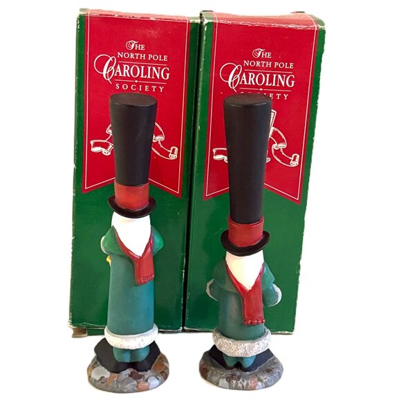 2 North Pole Caroling Society Elf Figurines Wick & Bellows w/Boxes Christmas - Picture 2 of 7